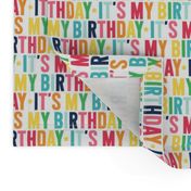 it's my birthday rainbow with navy UPPERcase