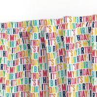 it's my birthday rainbow with navy UPPERcase