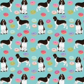 SMALL - english springer spaniel donuts fabric blue pink pastel dogs english springer spaniels dog design springer spaniels dog