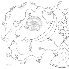 Fruits-line drawing for Spoonflower