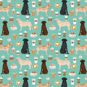 SMALL - labradors coffee fabric cute mint cafe latte labrador retriever dogs fabric cute yellow lab design