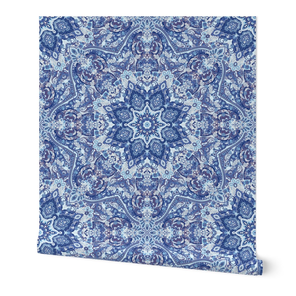 paisley kaleidoscope floral leaf symmetry blue