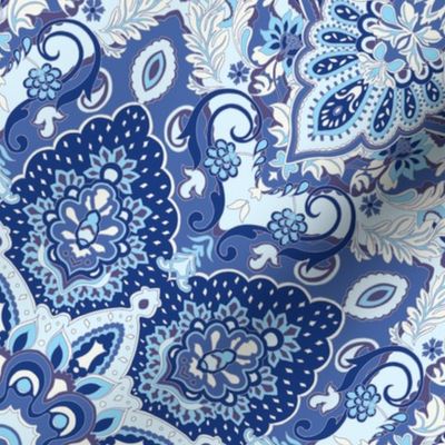 paisley kaleidoscope floral leaf symmetry blue