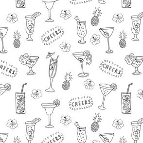 Cocktails glasses black on white - Cheers!