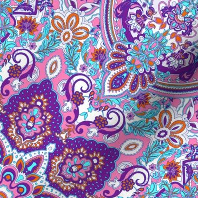 paisley kaleidoscope floral leaf symmetry turquoise purple