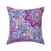 paisley kaleidoscope floral leaf symmetry turquoise purple