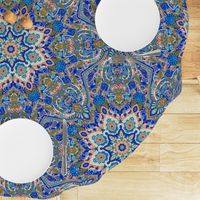 paisley kaleidoscope floral leaf symmetry blue peach