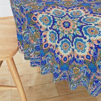 paisley kaleidoscope floral leaf symmetry blue peach