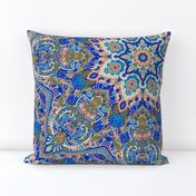 paisley kaleidoscope floral leaf symmetry blue peach