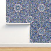 paisley kaleidoscope floral leaf symmetry blue peach