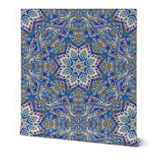 paisley kaleidoscope floral leaf symmetry blue peach