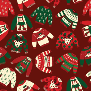 Ugly Christmas Sweaters Red Green Beige