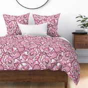 Paisley sixties hippie swirl - pink white