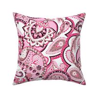 Paisley sixties hippie swirl - pink white