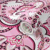 Paisley sixties hippie swirl - pink white