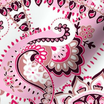 Paisley sixties hippie swirl - pink white