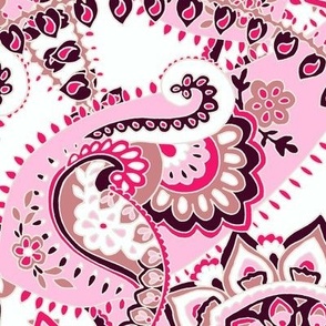 Paisley sixties hippie swirl - pink white