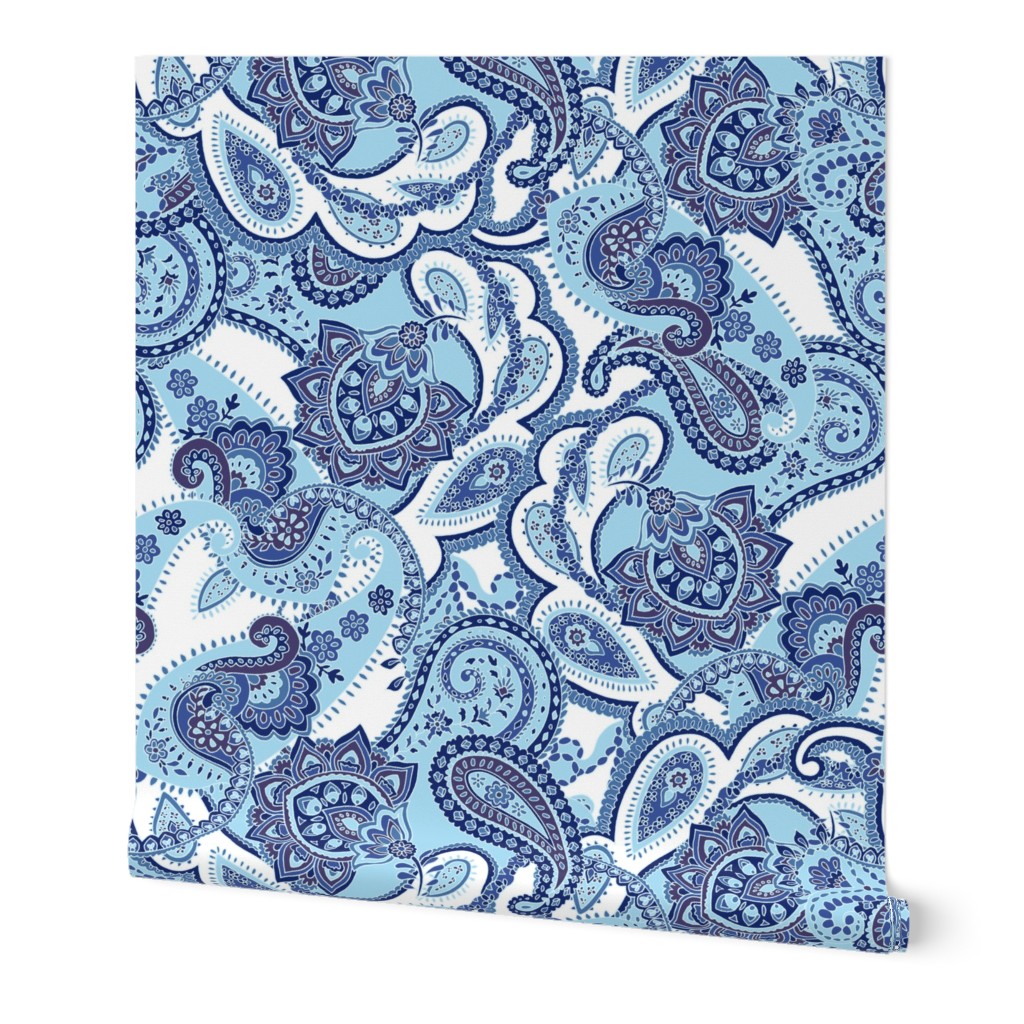 Paisley sixties hippie swirl - blue