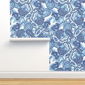 Paisley sixties hippie swirl - blue