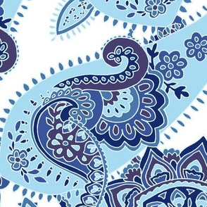 Paisley sixties hippie swirl - blue