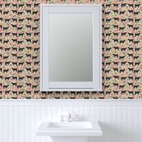 SMALL - steer floral fabric show steer cows farm barn fabric florals design - sand