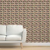 SMALL - steer floral fabric show steer cows farm barn fabric florals design - sand