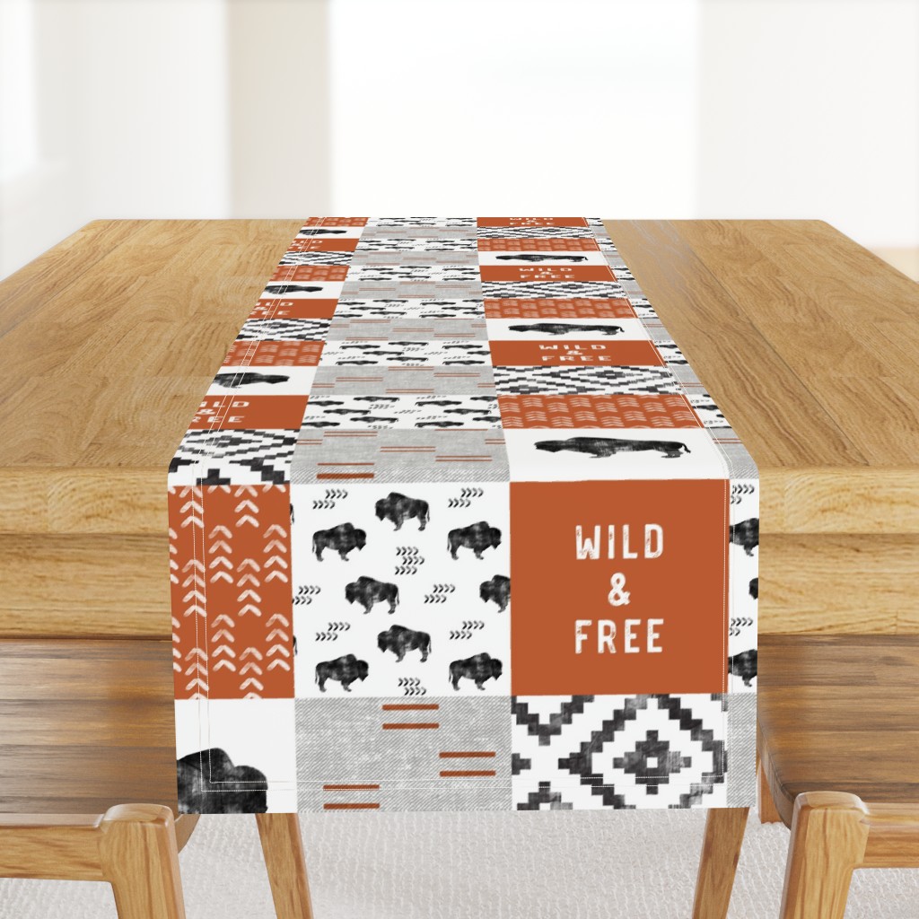 Buffalo - Wild and Free - Orange, Greige, White - boho style  