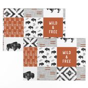 Buffalo - Wild and Free - Orange, Greige, White - boho style  