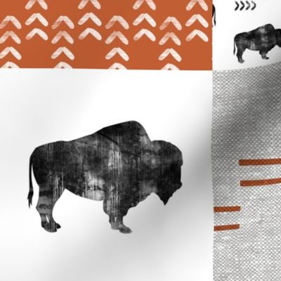 Buffalo - Wild and Free - Orange, Greige, White - boho style  