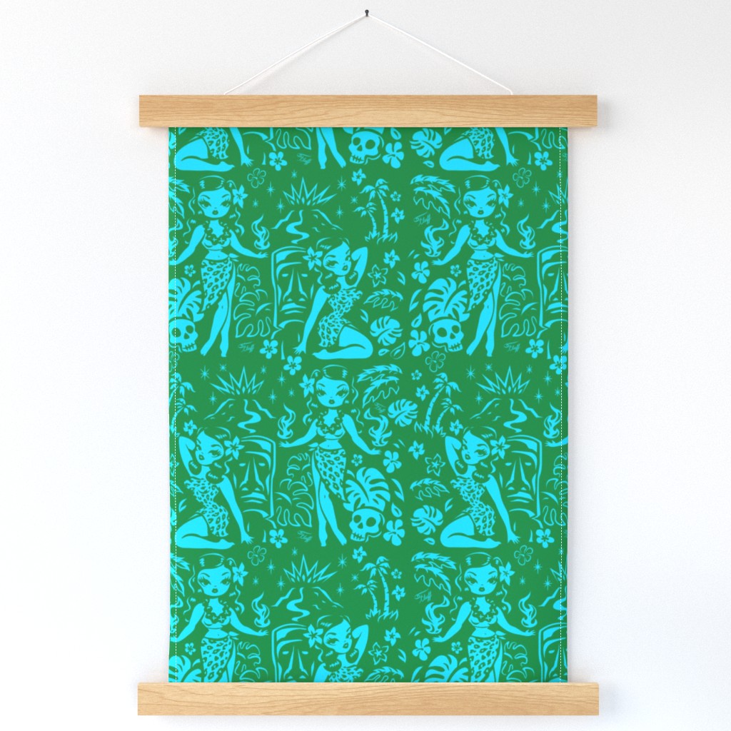 Large- Tiki Temptress-blue-green