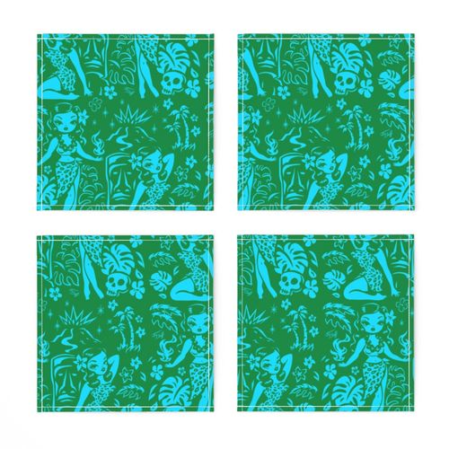 Large- Tiki Temptress-blue-green