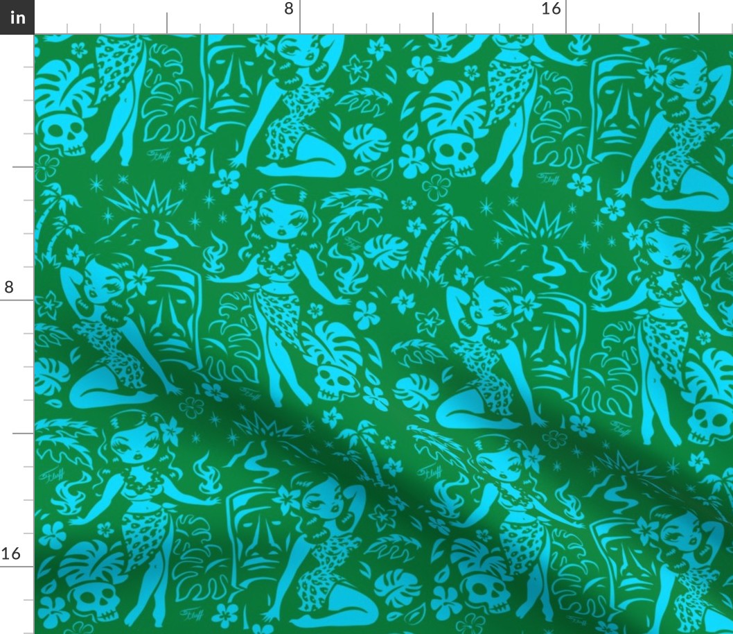 Large- Tiki Temptress-blue-green