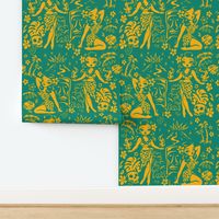 Large-Tiki Temptress-yellow-teal