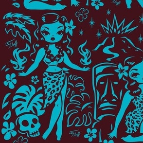 Large- Tiki Temptress- blue-brown