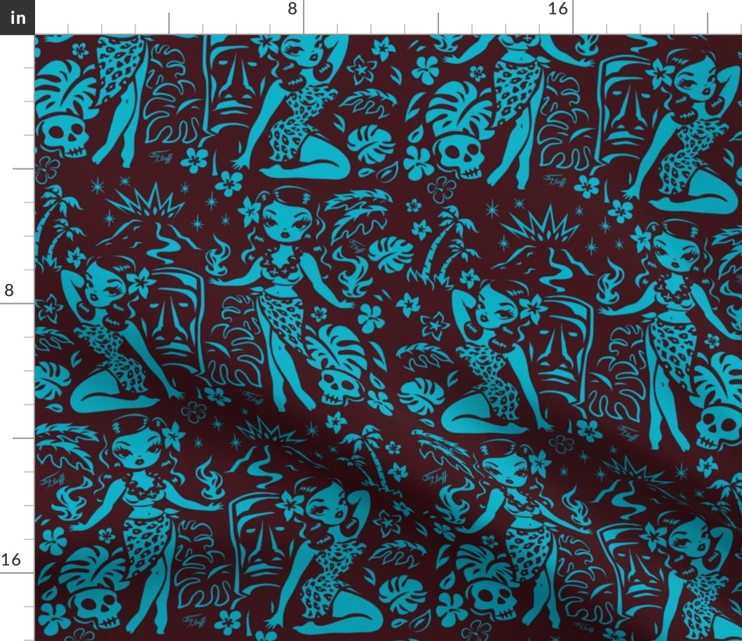 Large- Tiki Temptress- blue-brown