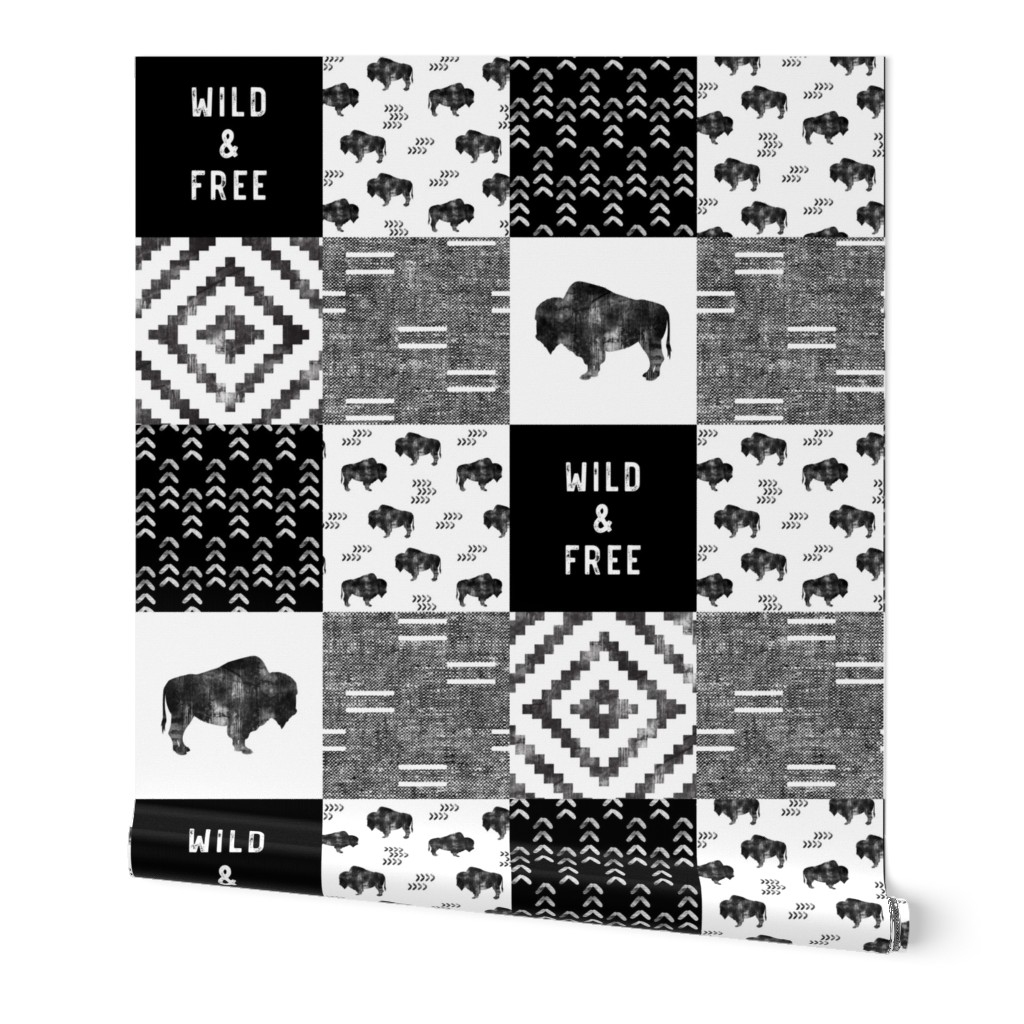 Buffalo - Wild and Free - Black, Grey, White - boho style 