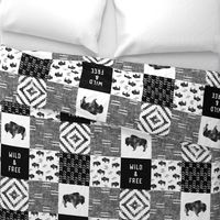 Buffalo - Wild and Free - Black, Grey, White - boho style 