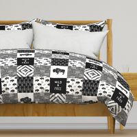 Buffalo - Wild and Free - Black, Grey, White - boho style 