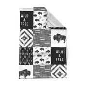 Buffalo - Wild and Free - Black, Grey, White - boho style 