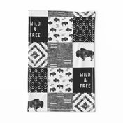 Buffalo - Wild and Free - Black, Grey, White - boho style 