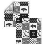 Buffalo - Wild and Free - Black, Grey, White - boho style 