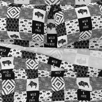 Buffalo - Wild and Free - Black, Grey, White - boho style 