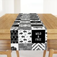 Buffalo - Wild and Free - Black, Grey, White - boho style 