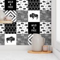 Buffalo - Wild and Free - Black, Grey, White - boho style 