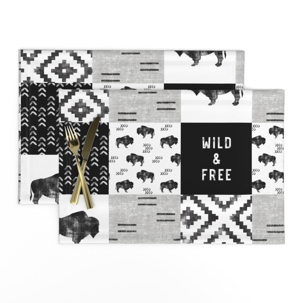 Buffalo - Wild and Free - Black, Greige, White - boho style