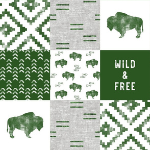 Buffalo - Wild and Free - Green, Greige, White - boho style 