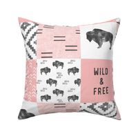 Buffalo - Wild and Free - Pink, Grey, White - boho style 