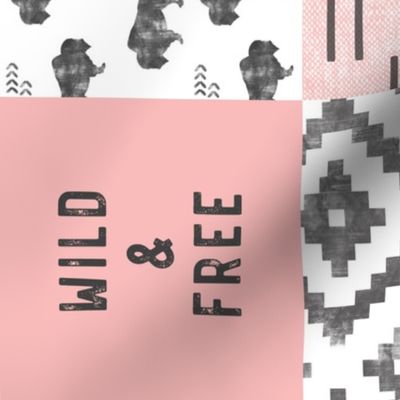 Buffalo - Wild and Free - Pink, Grey, White - boho style  (90)