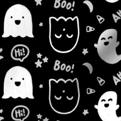 "Happy Halloween" w/ Stars, Moon, Candy Corn, Boo!