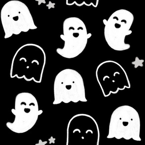 "Happy Ghosts" Black and White for Hallloween